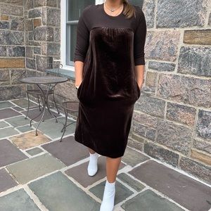 DKNY Velvet empire waist midi dress